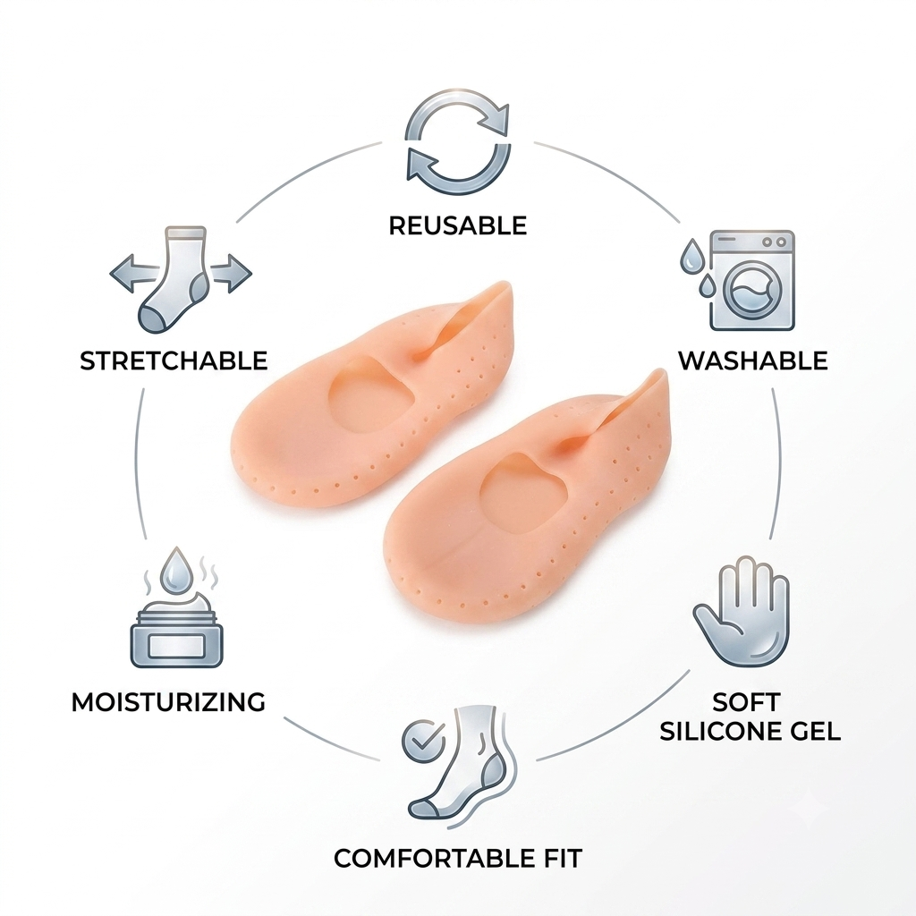 Reusable Silicone Heel Care Socks – Crack Repair & Moisturizing Foot Protector