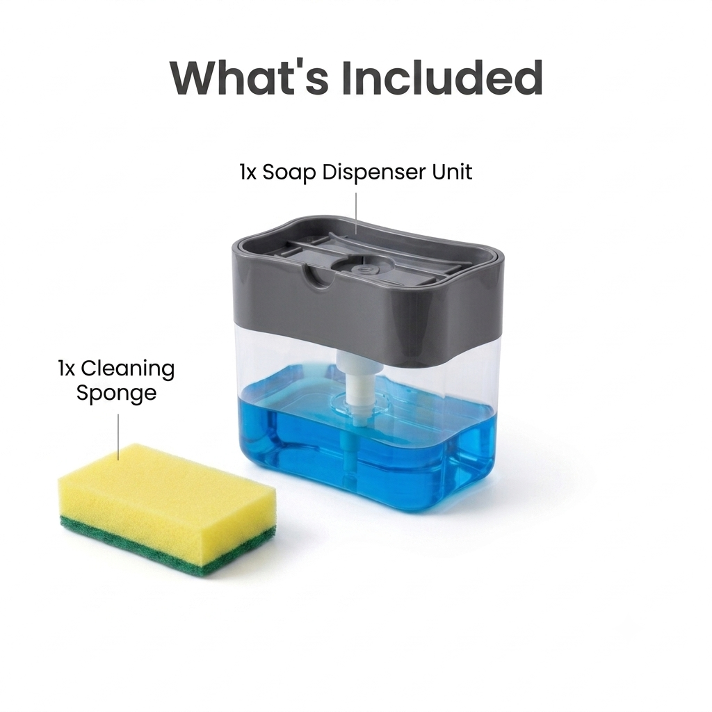 Countertop Liquid Soap Dispenser & Sponge Holder – Space Saving Kitchen Organizer