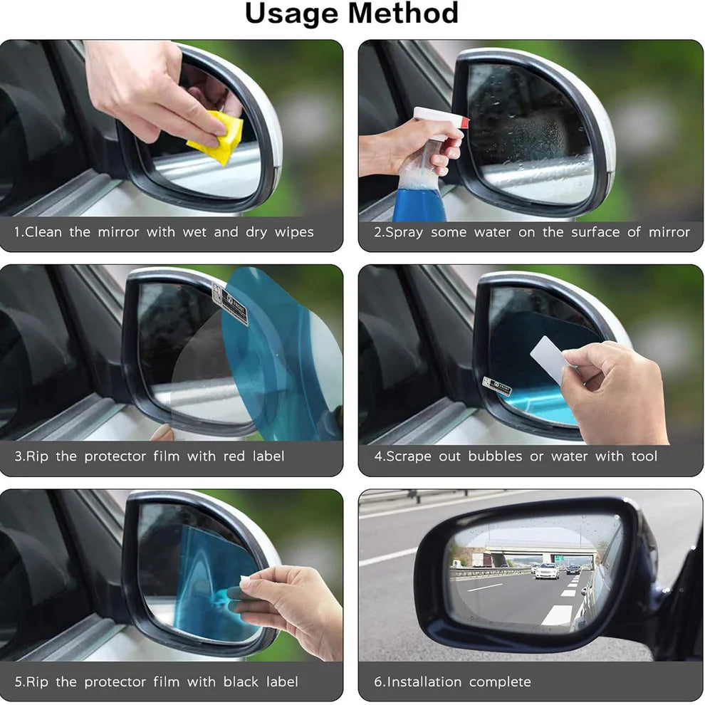 🌧️ Rain Clear Mirror Film – Anti-Fog & Anti-Scratch Protection (1 Pcs)