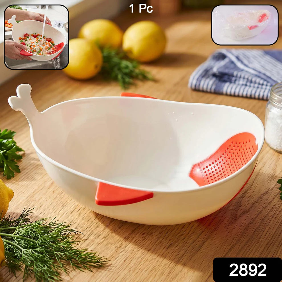 Multipurpose Rice & Vegetable Washing Bowl with Strainer – Plastic Drain Basket for Rice, Pulses, Fruits, Vegetables, Noodles & Pasta